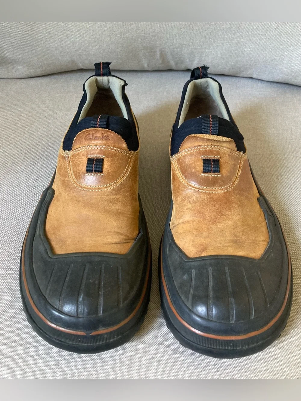 Clarks Bowman Waterproof Duck Shoes Men’s 8M Brown Leather Slip-On Rain Shoes